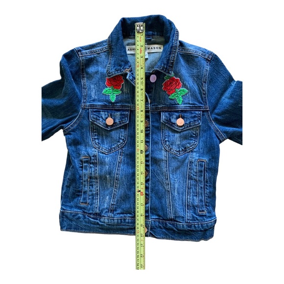 Ashley Mason girls Embroidered patch Rose Jean Jacket small - Picture 4 of 7